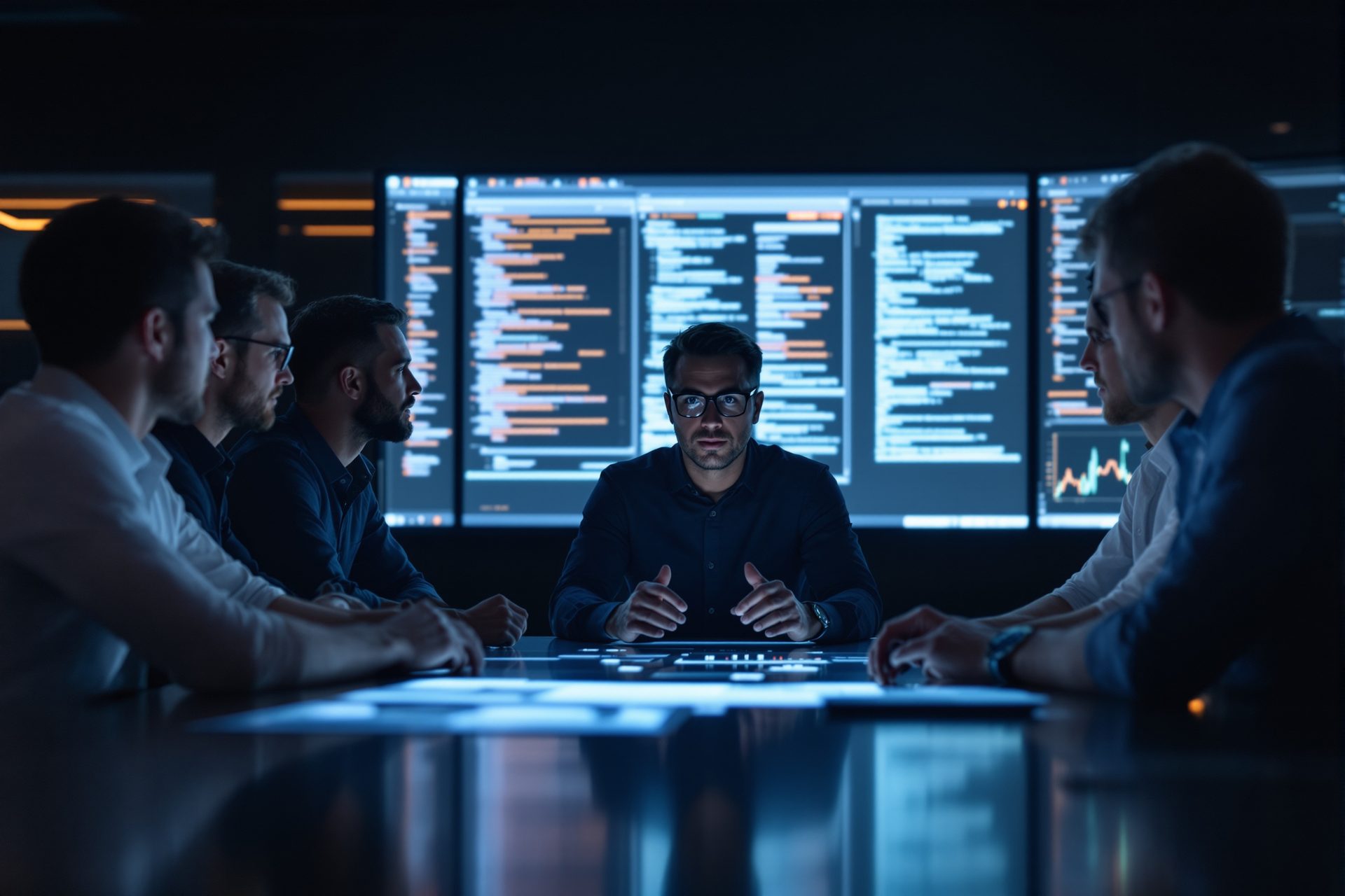 CTO führt ein Engineering-Team in einem modernen Büro